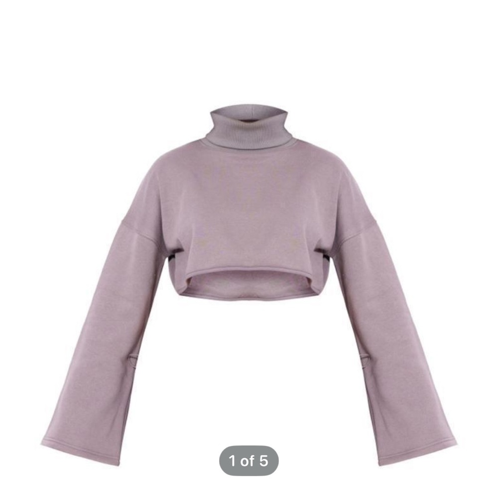 NWT PrettyLittleThing SHAPE CHARCOAL HIGH NECK LONG SLEEVE SWEATER Size 10